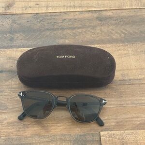 Tom Ford Black Sunglasses with Dark Brown Case and Smoke Lenses